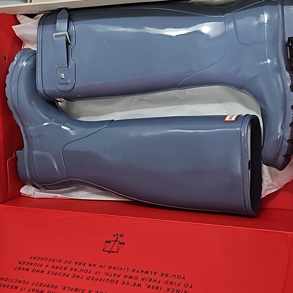 NEW♡Hunter Boots♡Grey Gull size 5 36♡Tall Gloss♡